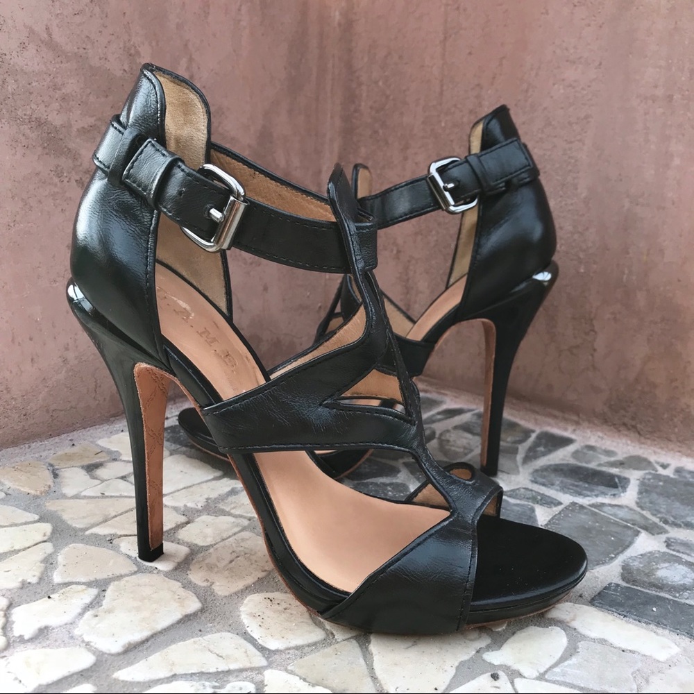 L.A.M.B Leather Caged Pump Heel